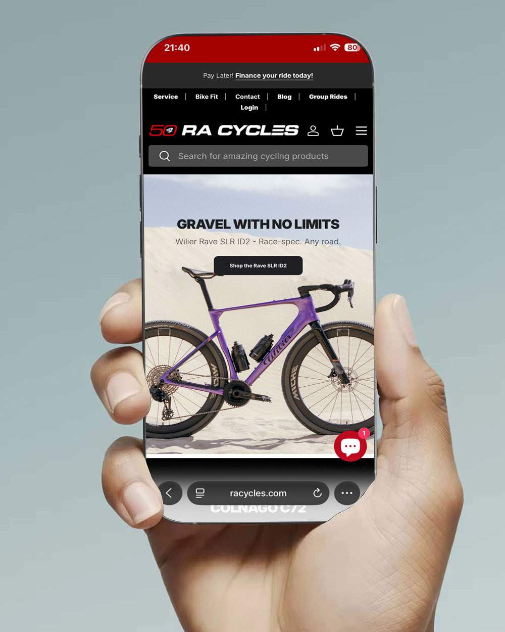 RA Cycles — mobile view